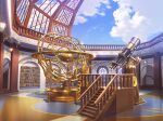  arch armillary_sphere bookshelf cloud crescent day dome game_cg glint hanging_light indoors no_humans observatory observatory_dome railing scenery stairs telescope third-party_source uta_no_prince-sama uta_no_prince-sama:_shining_live window 