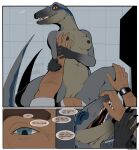  anthro anthrofied arm_hair black_nipples blue_(jurassic_world) body_hair breast_grab breasts claws clock comic dialogue dinosaur dromaeosaurid duo english_text eyes_closed female female_penetrated genitals grey_body grey_scales hand_on_breast happy happy_sex hi_res human human_on_anthro interspecies jurassic_park jurassic_world male male/female male_penetrating male_penetrating_female mammal nipples non-mammal_breasts non-mammal_nipples nude owen_grady penetration penile penile_penetration penis_in_pussy pupils quangdoann reptile rubbing scales scalie sex sharp_teeth slit_pupils teeth text theropod universal_studios vaginal vaginal_penetration velociraptor watch wristwatch 