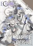  2boys bird blue_flower blue_rose buttoned_cuffs coat coat_on_shoulders collar_chain_(jewelry) comb_over copyright copyright_name dimitri_romanee eye_print eyepatch flower full_body gloves grey_shirt group_name hair_behind_ear holding holding_microphone_stand hyde_jayer katagiri_ikumi key_visual knee_up lapels leaf long_hair long_sleeves looking_at_viewer looking_to_the_side male_focus microphone_stand multiple_boys official_art on_floor padded_coat pants pectoral_cleavage pectorals promotional_art red_eyes rose second-party_source shawl_lapels shirt shoes short_hair shrug_(clothing) side_ponytail sitting smile statue suit sunburst swept_bangs themed_object thorns vest visual_kei visual_prison white_background white_coat white_footwear white_gloves white_hair white_pants white_suit white_vest wing_hair_ornament 