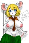  absurd_res anthro ashley_graham_(resident_evil) big_breasts blonde_hair blue_eyes breasts capcom elpuer_cotote female fur hair hi_res humanoid mammal mouse moushley murid murine nipples open_mouth pubes rat_tail resident_evil rodent short_hair solo tail white_body white_fur 