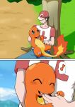  ambiguous_gender blush charmander clothing comic feral fire flaming_tail generation_1_pokemon hi_res human male mammal nintendo orange_body pokemon pokemon_(species) san_ruishin smile tail 