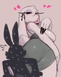  absurd_res anthro big_breasts big_butt blush breasts butt carrote_(sweetiesoul) clothed clothing colored_nails cross dress duo female fur hi_res huge_butt lagomorph leporid male male/female mammal nails pupils rabbit red_pupils size_difference sweetiesoul tagme 