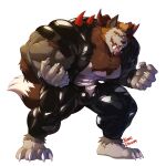  2023 abs ankle_tuft anthro arm_tuft artist_name big_biceps big_legs big_muscles big_pecs big_triceps body_hair brown_hair canid canine canis chest_hair chest_tuft chin_spikes claws clothing ethoras facial_spikes finger_claws fullbody_suit fur grey_body grey_fur hair happy_trail hi_res horn leg_tuft male mammal muscular muscular_anthro muscular_male muscular_thighs neck_tuft pecs red_eyes rubber rubber_clothing rubber_suit sharp_teeth solo spikes spikes_(anatomy) teeth thick_thighs toe_claws tuft tusks unzipped_bodysuit wolf yongdasom 