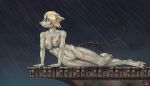  anthro blonde_hair blue_eyes breasts burmecian female final_fantasy final_fantasy_ix freya_crescent fur grey_body grey_fur hair looking_away mammal nipples nude pinup pose pubes raining rodenbeard rodent scar solo square_enix tail wet wet_body 