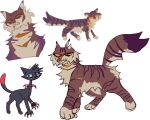  black_body black_fur brown_body brown_fur collar domestic_cat duo felid feline felis feral fur guncht male mammal model_sheet scar scourge_(warriors) simple_background smile tigerstar_(warriors) warriors_(cats) white_background 