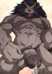  abs anthro balls bandai_namco black_mane bodily_fluids cum digimon digimon_(species) genital_fluids genitals hi_res leaking leaking_cum leomon male mane muscular muscular_anthro muscular_male nipples ottar pecs penis pubes shadowleomon solo vein veiny_muscles veiny_penis 