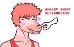 &lt;3 anthro blush boop dinosaur dromaeosaurid english_text eyes_closed goodbye_volcano_high hair headshot_portrait male multicolored_body nose_boop pink_body pink_hair portrait reed_(gvh) reptile scalie simple_background snoot_game_(fan_game) sogflesh solo text theropod tongue tongue_out two_tone_body velociraptor white_background 