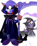  1boy black_sclera budgie177 colored_sclera commentary cosplay death_(entity) english_commentary grim_reaper grim_reaper_(cosplay) halloween highres holding holding_scythe male_focus metal_sonic non-humanoid_robot red_eyes robot scythe solo sonic_(series) white_background 
