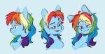  absurd_res alternate_hairstyle blue_background doodlemark equid equine fangs friendship_is_magic hasbro hi_res mammal my_little_pony portrait purple_eyes rainbow_dash_(mlp) simple_background solo teeth wolfcut 
