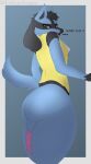  &lt;3 &lt;3_eyes anthro balls blue_body curvy_figure dialogue english_text eriklechugaa generation_4_pokemon genitals girly hi_res looking_at_viewer looking_down lucario male nintendo penis pokemon pokemon_(species) talking_to_viewer text thick_thighs 