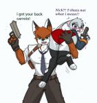  anthro big_butt blush butt clothing disney duo female gun hi_res judy_hopps male nick_wilde pace-maker panties ranged_weapon thick_thighs underwear weapon zootopia 