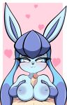  absurd_res anthro breast_play breasts duo eeveelution female generation_4_pokemon glaceon hi_res male male/female masturbation nintendo pokemon pokemon_(species) sex titfuck xdragoncam 