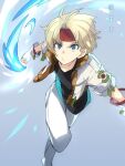  1boy blonde_hair blue_eyes claude_kenni closed_mouth gloves headband jacket looking_at_viewer male_focus noki_(affabile) simple_background solo star_ocean star_ocean_the_second_story 