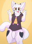  anthro clothed clothing domestic_cat felid feline felis fur genitals hi_res male mammal n31l_(artist) nude penis tail tongue tongue_out white_body white_fur 