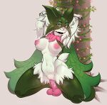 absurd_res anthro areola bdsm bodily_fluids bondage bound breasts cape clothing curvy_figure dildo dildo_in_pussy dildo_insertion dildo_sitting female flower fluffy generation_9_pokemon genital_fluids genitals hands_behind_head hands_tied hi_res hourglass_figure kneeling looking_at_viewer mask meowscarada musk_clouds navel nintendo nipples ovolbear penetration pink_areola pink_nipples plant pokemon pokemon_(species) pussy pussy_juice sex_toy sex_toy_in_pussy sex_toy_insertion small_waist solo spread_legs spreading steam submissive submissive_anthro submissive_female sweat tail tail_tuft thigh_tuft tree tuft vaginal vaginal_penetration vine_bondage vines white_body 