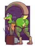  anthro anus bent_over big_butt breasts butt female genitals hanging_breasts hi_res ikakins lizard nipples pussy raised_tail reptile scalie solo tail 