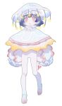  +_+ 1girl :o blue_hair dress full_body highres jellyfish_girl no_shoes open_mouth original pantyhose red_eyes redauto short_hair simple_background solo white_background white_pantyhose 