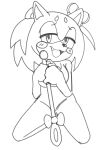  2023 anthro breasts eulipotyphlan fan_character female hair hedgehog hi_res kneeling looking_at_viewer mammal monochrome nude open_mouth open_smile sega senshion simple_background smile smiling_at_viewer solo sonic_the_hedgehog_(series) 