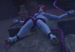  absurd_res blue_body blue_skin bondage_gear breasts chain chained female hair hi_res hooves humanoid lorded red_eyes red_hair sex shackled solo t&#039;au_(warhammer) tentacle_sex tentacles warhammer_(franchise) warhammer_40000 