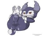  anthro balls bodily_fluids bow_tie butler clothing crossed_legs cum cum_in_ass cum_inside footwear generation_8_pokemon genital_fluids genitals horn indeedee male nintendo penis pokemon pokemon_(species) socks solo spreading spunkerart tail 