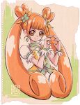  1girl birthday commentary_request cure_rosetta dokidoki!_precure earrings eyelashes hair_ornament hair_ribbon happy jewelry kamikita_futago long_hair looking_at_viewer magical_girl official_art orange_eyes orange_hair precure puffy_short_sleeves puffy_sleeves ribbon short_sleeves smile solo twintails wrist_cuffs yotsuba_alice 