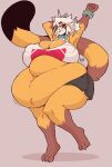  2023 absurd_res ailurid anthro areola_outline belly big_belly big_breasts big_butt biped black_body black_fur bodily_fluids breasts brown_body brown_fur butt cleavage clothed clothing dialogue english_text female fur hair hi_res huge_breasts huge_butt huge_thighs hyper hyper_belly hyper_breasts kiki_(low_res_art) looking_at_viewer low_res_art mammal markings milestone multicolored_body multicolored_fur navel obese obese_anthro obese_female one_eye_closed orange_body orange_fur overweight overweight_anthro overweight_female raised_leg red_eyes red_panda shadow signature smile solo speech_bubble standing striped_markings striped_tail stripes sweat sweatdrop tail tail_markings text thick_thighs tongue tongue_out water white_body white_fur white_hair wink 
