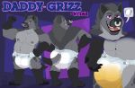  absurd_res anthro belly big_belly big_butt bodily_fluids bottlebear butt clothed clothing confidence confident diaper diaper_fetish diaper_only diapered_dominant facial_piercing fur genital_fluids grey_body grey_fur grizz_daddy hi_res hyena male male/male mammal model_sheet muscular muscular_anthro muscular_male navel nipple_piercing nipples nose_piercing nose_ring open_mouth overweight overweight_anthro overweight_male piercing ring_piercing simple_background slightly_chubby soggy_diaper solo standing tail teeth text tongue topless urine watersports wearing_diaper wet_diaper wetting 