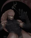  armwear benners cigarette cigarette_holder cigarette_smoke clothed clothing elbow_gloves eyeless gloves handwear hi_res humanoid looking_at_viewer male monster monstrous_humanoid muscular nanadagger one_piece_suit smile smoke solo solo_focus standing teeth vein 