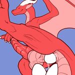  1:1 anal_oviposition balls claws dahurgthedragon dragon egg feral genitals hi_res horn knot male membrane_(anatomy) membranous_wings oviposition penis red_body red_membrane red_scales red_wings scales scalie simple_background solo white_claws white_horn wings 
