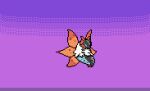  animal_focus animated animated_gif blank_eyes blue_eyes bug commentary english_commentary fiery_dance_(pokemon) fire flying from_side full_body looping_animation no_humans pixel_art pokemon pokemon_(creature) pokemon_move purple_background purple_theme simple_background solo volcarona wisgarus 