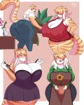  anthro apron big_breasts big_butt breasts butt cleavage clothed clothing felid female hair hair_over_eye hi_res huge_breasts huge_butt jwinkz mammal mature_female one_eye_obstructed pantherine thick_thighs tiger 