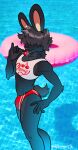  anthro candy clothed clothing crossdressing dessert food hi_res lagomorph leporid male mammal pinkpalmingo pool rabbit swimwear water 