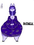  2022 4_fingers :3 alien anthro artist_name asian_clothing belly big_breasts biped black_hooves black_text blue_body blue_clothing blue_countershading blue_fur blue_hair blue_inner_ear blue_kimono blue_robe blue_tuft bottom_heavy breasts catrobis cheek_tuft cleavage closed_smile clothed clothed_anthro clothed_female clothing cloud_pattern color_swatch colored countershade_face countershade_torso countershading digital_drawing_(artwork) digital_media_(artwork) ears_up east_asian_clothing eyelashes eyes_closed facial_tuft felid female fingers fur gloves_(marking) hair hands_together hi_res hooves huge_thighs japanese_clothing kimono leg_markings light_body light_countershading long_neck mammal markings messy_hair mirabellis_(nhtnick) mouth_closed multicolored_body nhtnick obese obese_anthro obese_female overweight overweight_anthro overweight_female paws pear-shaped_figure prick_ears robe simple_background socks_(marking) solo spots spotted_body spotted_ears spotted_fur standing text thick_thighs tuft two_tone_body unguligrade unguligrade_anthro white_background white_spots wide_hips wide_stance 