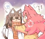  animal_humanoid canid canid_humanoid canine canine_humanoid cat_humanoid clothed clothing duo felid felid_humanoid feline feline_humanoid female fox_humanoid humanoid japanese_text mammal mammal_humanoid nomeoir scarf text young 