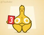  anthro armless avian beak big_breasts bird breasts chicken eyes_closed female floating_hands galliform gallus_(genus) happy huge_breasts nude number number_on_body painting paper phasianid simple_background solo thiccbird05 thick_thighs yellow_body 