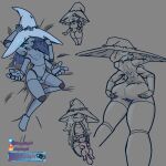  4_arms breasts butt canid canine clothing elden_ring female fromsoftware hat headgear headwear hi_res mammal multi_arm multi_limb muscular nipples ranni_the_witch short_stack tagme trapknight 