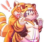  anthro belly blush canid canine canis clothing domestic_dog duo embrace fox hi_res hug hugging_from_behind iyo_(tamacolle) kigurumi male male/male mammal onesie overweight tajima_(tamacolle) tamacolle xinghui00186717 