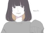  1girl asian black_eyes black_hair blonde_hair blush character_name colored_inner_hair highres kojirou_(kojirou_sousaku) lips looking_at_viewer majiko_(musician) multicolored_hair real_life simple_background sketch solo sweater upper_body white_background 