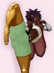  anthro arm_wraps belt big_ears biped bottomwear breasts clothing crop_top female floppy_ears gold_(metal) hi_res lagomorph leporid looking_at_viewer mammal medium_breasts midriff on_one_leg pose rabbit realius shirt shorts solo standing thick_thighs topwear under_boob wraps 