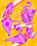  absurd_res animal_crossing anthro bob_(animal_crossing) bottomless bottomless_male butt clothed clothing domestic_cat felid feline felis fur hi_res looking_at_viewer looking_back male mammal nintendo open_mouth purple_body purple_fur rrratbastard solo stretching 