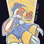  &lt;3 anthro asian_mythology big_breasts big_ears black_background breasts capcom chinese_mythology clothed clothing cosplay darkstalkers dipstick_ears east_asian_mythology female fur hair halloween head_tuft hi_res holidays hsien-ko_(darkstalkers) jiangshi justamountainsoul lagomorph leporid looking_at_viewer mammal multicolored_ears mythology one_eye_closed orange_body orange_fur orange_hair rabbit sega simple_background smile solo sonic_the_hedgehog_(series) speech_bubble tan_body tan_fur thick_thighs tuft undead vanilla_the_rabbit wide_hips wink winking_at_viewer yellow_background 