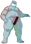  2023 anthro balls bear belly censored erection eyewear genitals glasses hi_res humanoid_hands kemono male mammal moobs navel nipples overweight overweight_male penis raozone solo 
