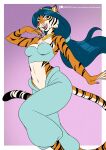  2023 accessory alanscampos alternate_species anthro bengal_tiger black_hair bottomwear breasts clothing disney disney&#039;s_aladdin eyebrows eyelashes felid female fur furrification hair hair_accessory hi_res inner_ear_fluff long_hair looking_at_viewer mammal midriff navel open_mouth open_smile orange_body orange_fur pantherine pants princess_jasmine_(disney) sharp_teeth shoulder_tuft smile solo striped_body striped_fur stripes tan_body tan_fur teeth tiger topwear tuft yellow_eyes 