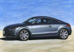  ape_(logo1113) audi audi_tt car from_side license_plate motor_vehicle no_humans original painting_(medium) sky sports_car traditional_media vehicle_focus 