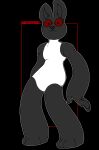  adultpartypunch ambiguous_gender anthro black_body black_fur clothed clothing digital_media_(artwork) felid feline fur hi_res mammal midnight_(parasite) null one-piece_swimsuit red_sclera simple_background solo swimwear toony 