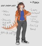  anthro aquilops breasts ceratopsian clothed clothing colored dinosaur female maria_(snoot_game) ornithischian plantigrade reptile scalie simple_background smile snoot_game solo tail unknown_artist 