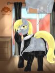  3:4 animal_genitalia animal_pussy anthro breasts clothing derpy_hooves_(mlp) equid equine equine_genitalia equine_pussy female feral friendship_is_magic genitals hasbro hi_res horse m-47 maid_uniform mammal my_little_pony pony pussy solo uniform 