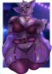  anthro areola bat big_breasts bra breasts butt_from_the_front cleavage clothed clothing ezukapizumu female garter_belt garter_straps hi_res huge_breasts mammal nipples panties solo thick_thighs underwear 