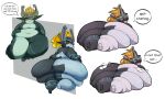  absurd_res anthro armor belly big_belly big_butt butt butt_grab disembodied_hand duo english_text fat_legs female hair hand_on_butt headgear helmet hi_res huge_butt humanoid imp midna morbidly_obese morbidly_obese_anthro morbidly_obese_female nintendo not_furry nude obese obese_anthro obese_female orange_hair overweight overweight_anthro overweight_female red_eyes solo_focus takamoom text the_legend_of_zelda thick_thighs twili twilight_princess wide_hips yellow_sclera 