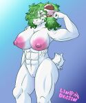  abs absurd_res anthro biceps big_breasts bovid breasts butt caprine digital_media_(artwork) domestic_goat female female/female fur furgonomics furry-specific_piercing genitals glistening glistening_body glistening_eyes goat green_eyes green_hair green_markings hair hi_res horn horn_piercing humanoid_genitalia koga_mustard lino_the_lion looking_at_viewer mammal markings muscular muscular_anthro muscular_female nipples nude pecs piercing pink_nipples pose pussy ring_piercing shaded simple_background smile smiling_at_viewer smirk smirking_at_viewer solo tail text thick_thighs vaginal white_body white_fur 